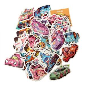 50pc Colorful Racecar Sticker Pack